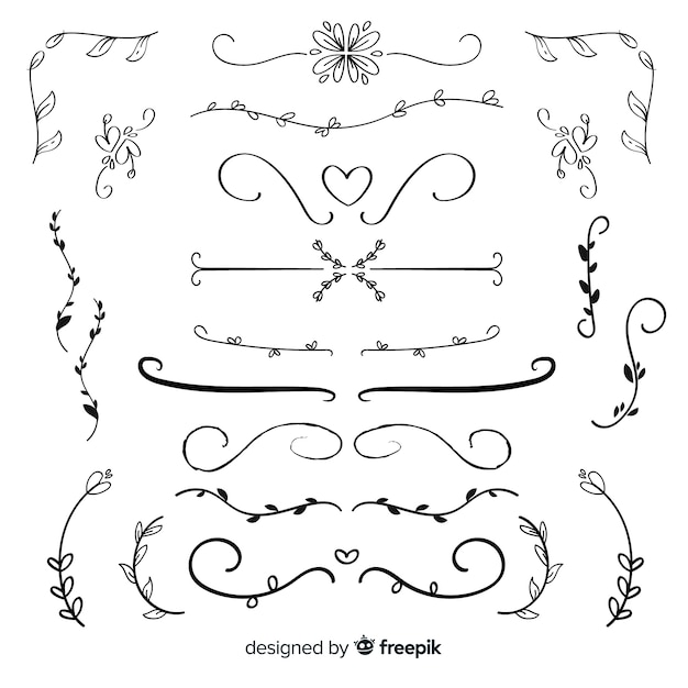 Free vector hand drawn wedding ornaments set