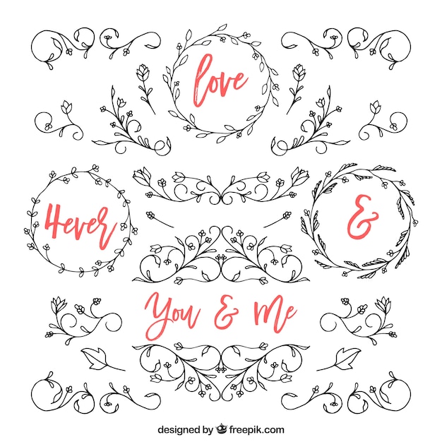 Free vector hand drawn wedding ornaments