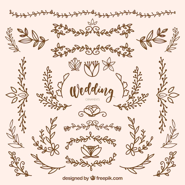 Hand drawn wedding ornaments – Free vector templates for download, free illustration, download free vector