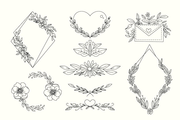 Hand drawn wedding ornaments for free vector download