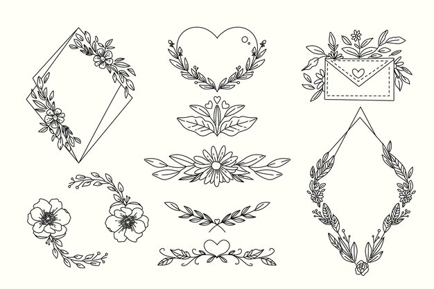 Hand drawn wedding ornaments