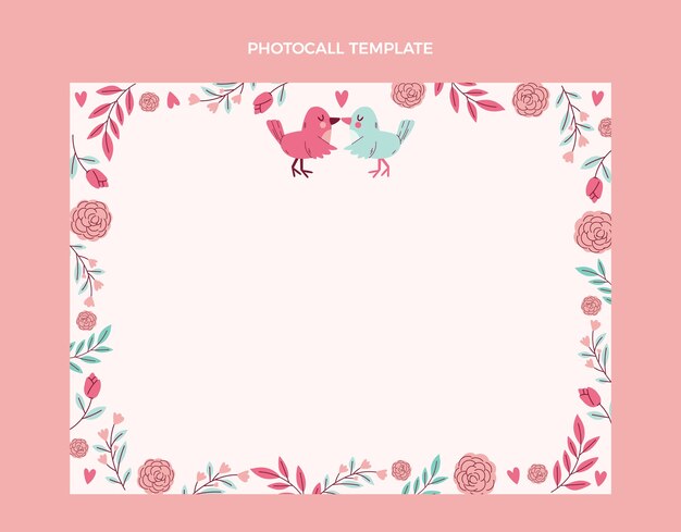 Hand drawn wedding photocall with birds