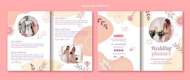 Vettore gratuito brochure di wedding planner disegnata a mano