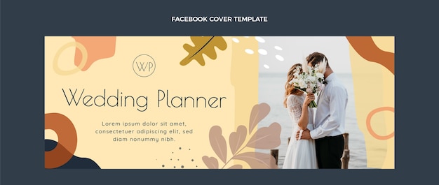 Free vector hand drawn wedding planner facebook cover template