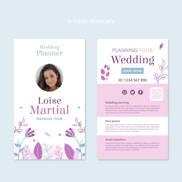 hand drawn wedding planner id card