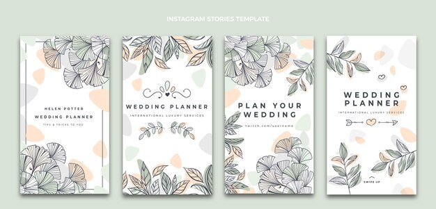 Hand drawn wedding planner instagram stories collection