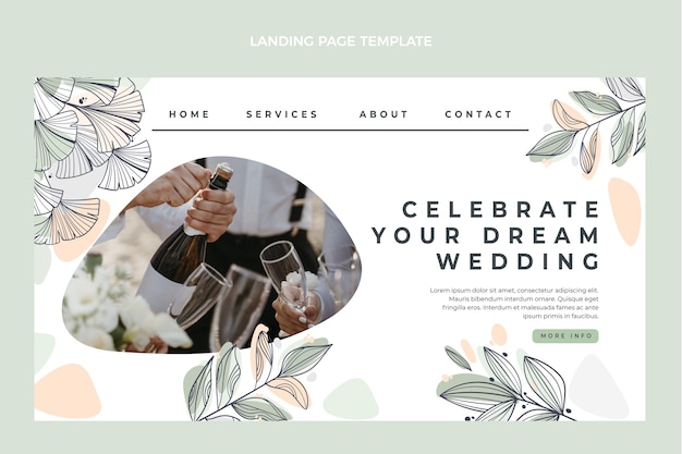 Free vector hand drawn wedding planner landing page template