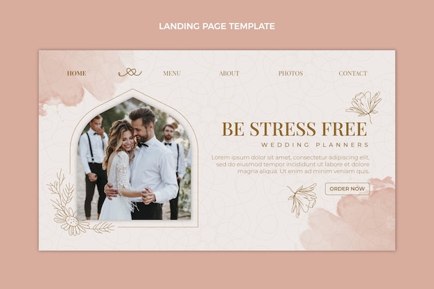 Free vector hand drawn wedding planner landing page template