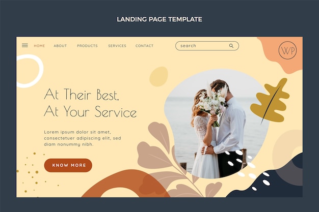 Free vector hand drawn wedding planner landing page template