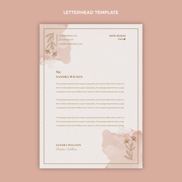 Free vector hand drawn wedding planner letterhead template