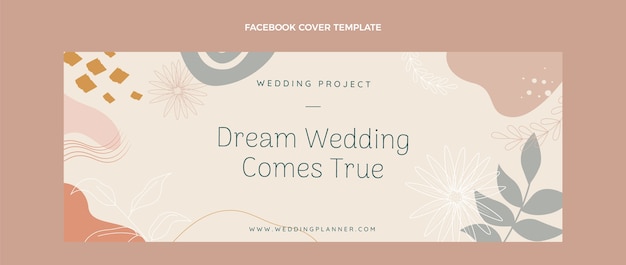 Hand drawn wedding planner social media cover template
