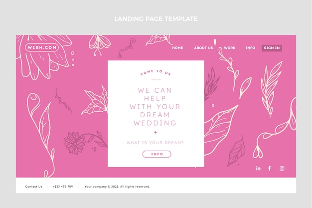 Vettore gratuito modello di wedding planner disegnato a mano