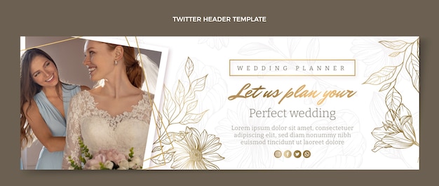 Vettore gratuito intestazione di twitter di wedding planner disegnata a mano