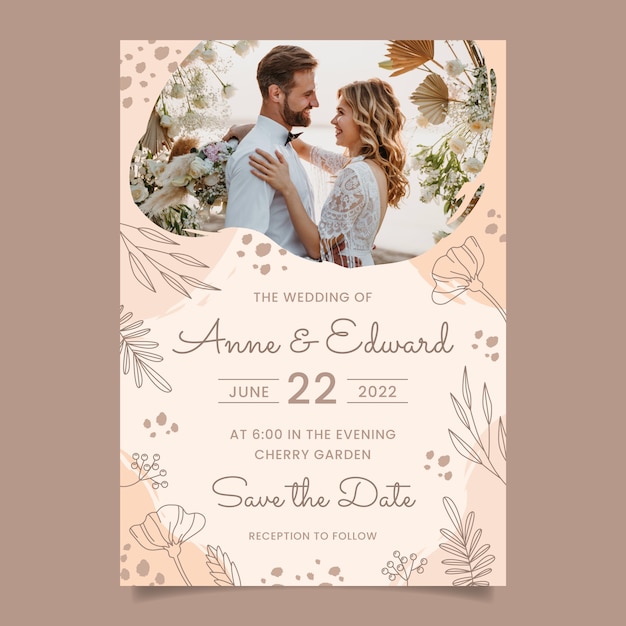 Hand drawn wedding poster template