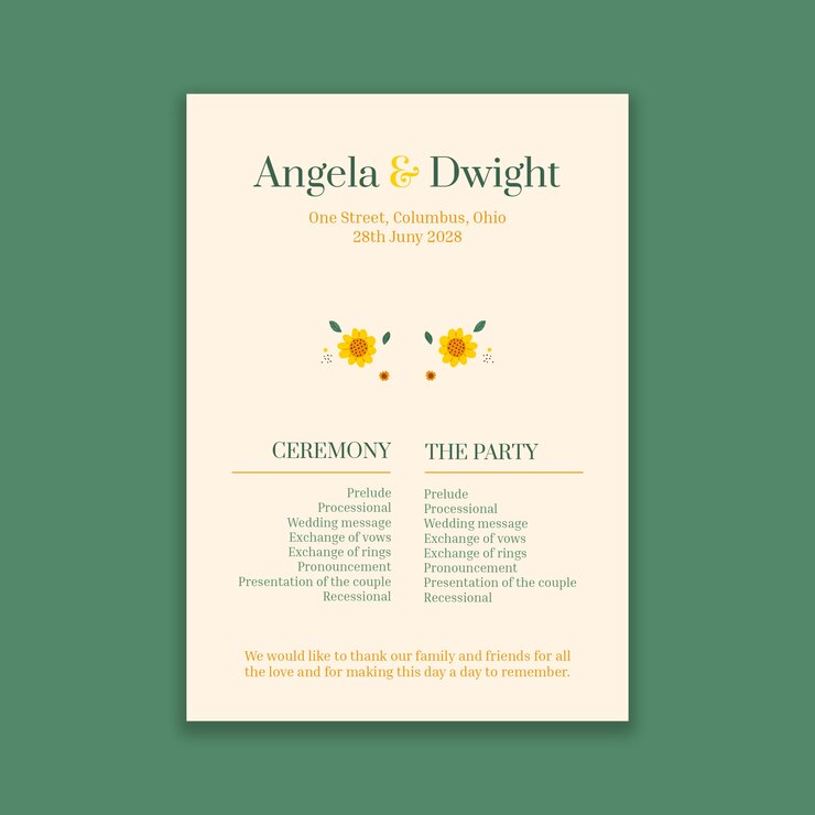 Free Vector hand-drawn wedding program invitation