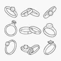 Free vector hand drawn wedding ring outline illustration