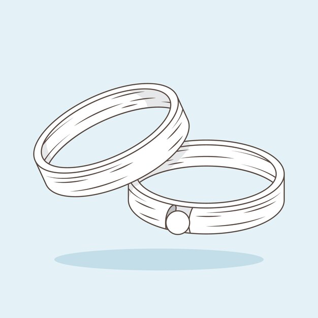 Hand drawn wedding rings outline illustration