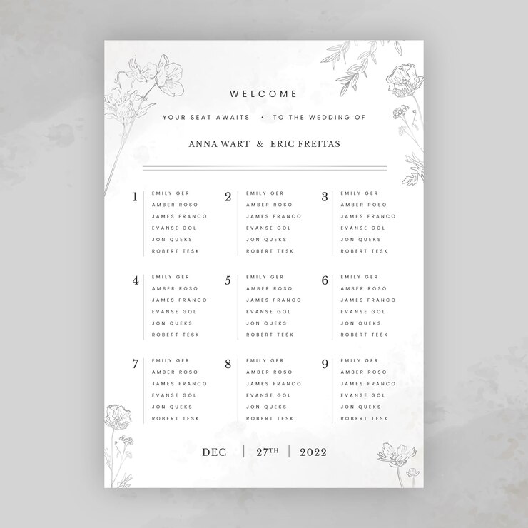 Free Vector hand drawn wedding seating plan