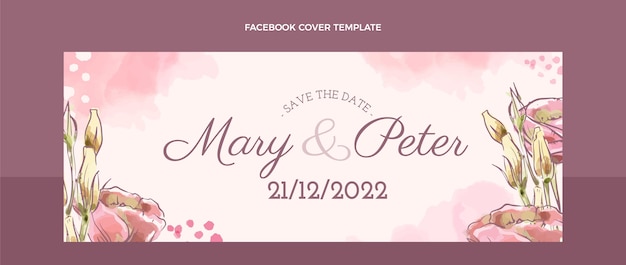 Hand drawn wedding social media cover template