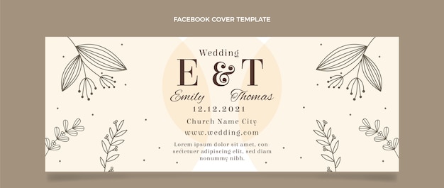 Hand drawn wedding social media cover template