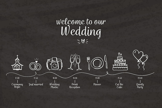 Free vector hand drawn wedding timeline template