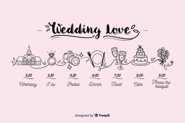 Free Vector hand drawn wedding timeline