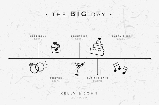 Download Free Vector Beautiful Hand Drawn Wedding Timeline