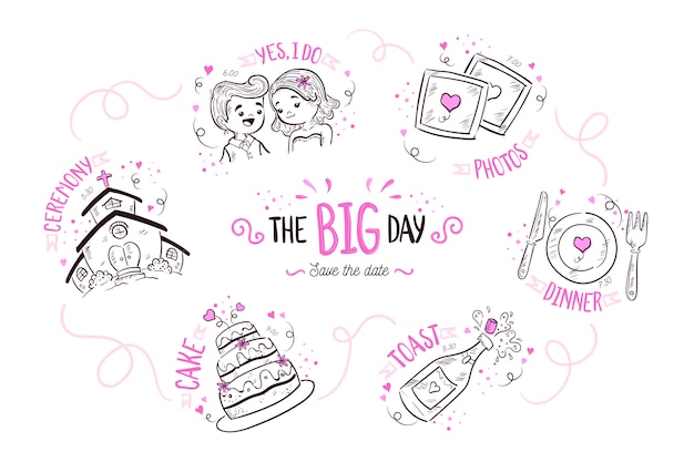 Free Vector hand drawn wedding timeline