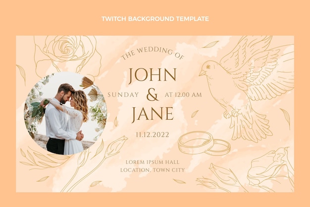 Free vector hand drawn wedding twitch background