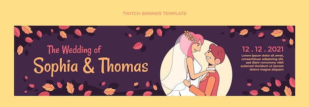 Hand drawn wedding twitch banner template
