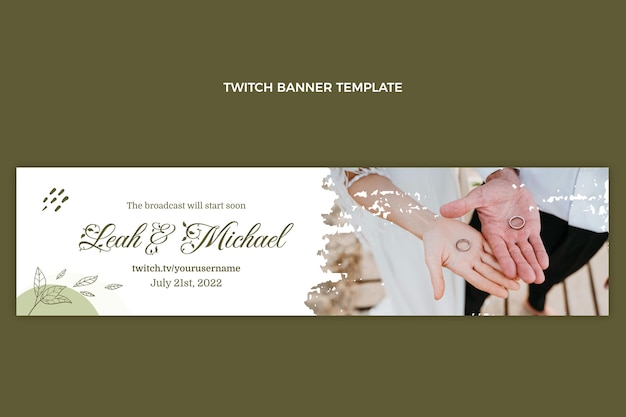 Hand drawn wedding twitch banner template