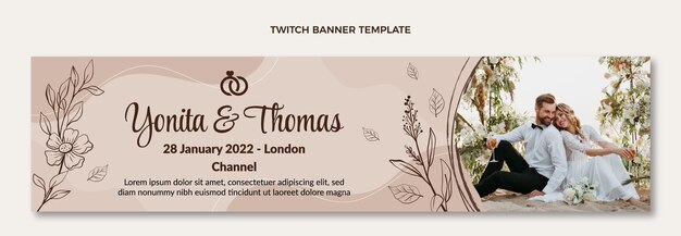 Hand drawn wedding twitch banner