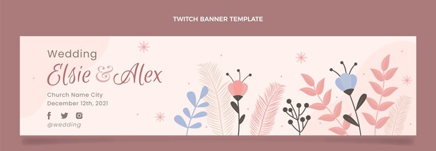 Free vector hand drawn wedding twitch banner