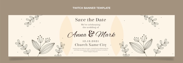 Free vector hand drawn wedding twitch banner