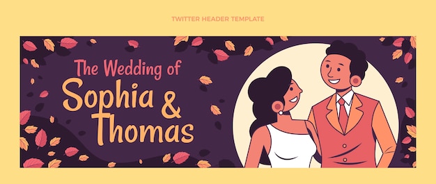 Hand drawn wedding twitter header template