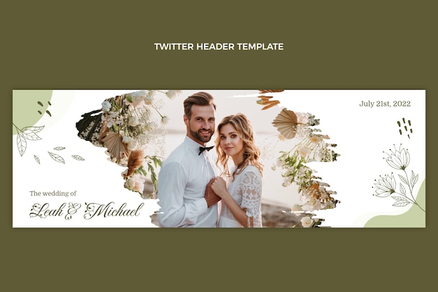 Free vector hand drawn wedding twitter header template