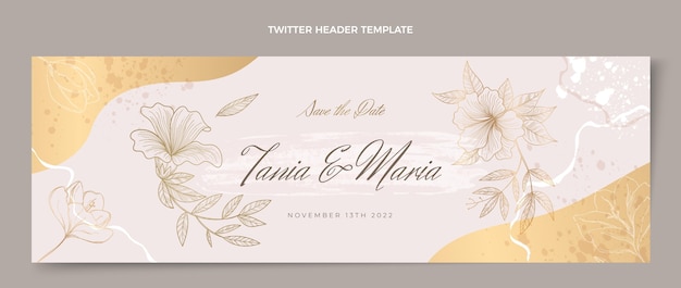 Free vector hand drawn wedding twitter header