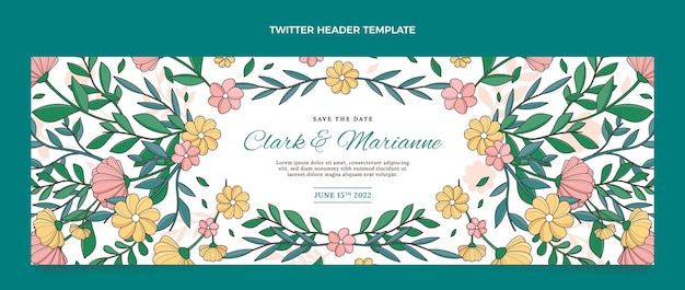 Free vector hand drawn wedding twitter header