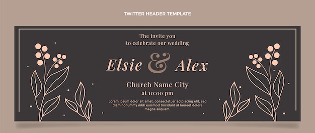 Free vector hand drawn wedding twitter header