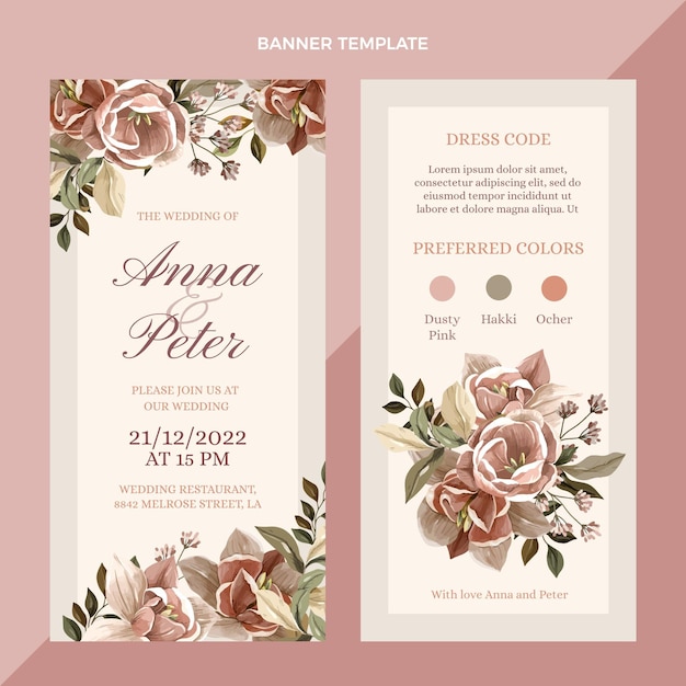 Free vector hand drawn wedding vertical banners set