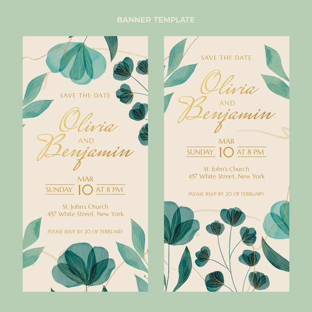 Free vector hand drawn wedding vertical banners