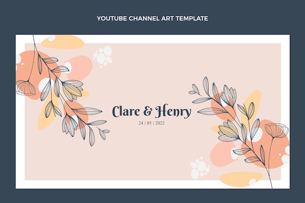 Free vector hand drawn wedding youtube channel art