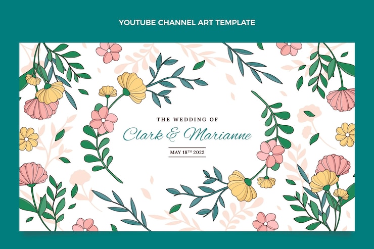 無料Vector 手描きの結婚式のyoutubeチャンネルアート