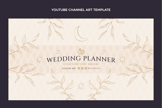 Free vector hand drawn wedding youtube channel art