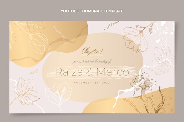 Free vector hand drawn wedding youtube thumbnail