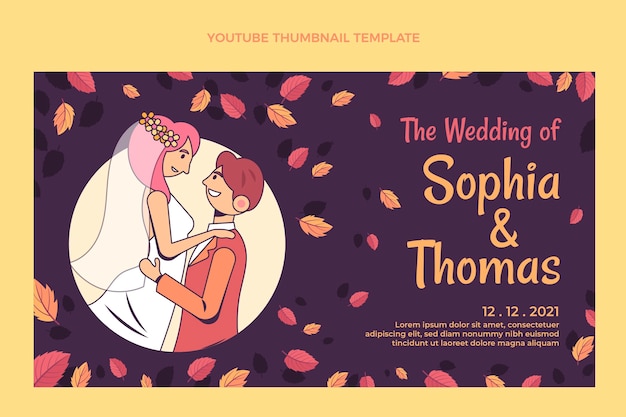 Free vector hand drawn wedding youtube thumbnail