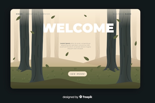 Free vector hand drawn welcome landing page template