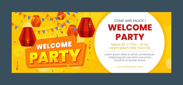 Hand drawn welcome party facebook cover template