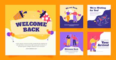 Free vector hand drawn welcome party instagram posts