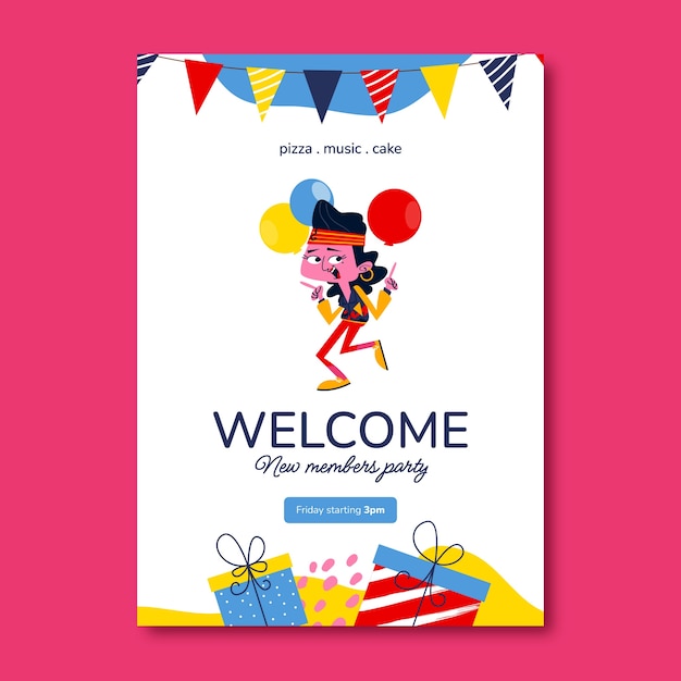 Free vector hand drawn welcome party invitation template